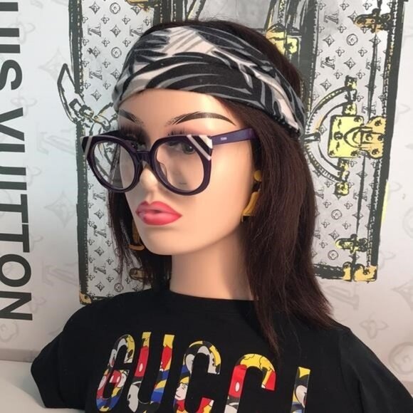 New Authentic Fendi FF0246 B3V Cat-Eye Eyeglass Frames – Purple & White","descri - Picture 1 of 11